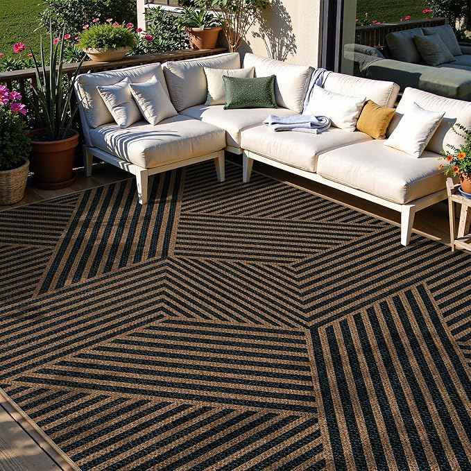 Lahome Modern Geometric Easy Jute Carpet, 6x9 Area Rugs