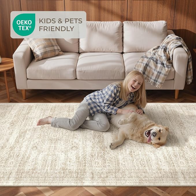 Round Rug 9ft, Washable Circle Rug