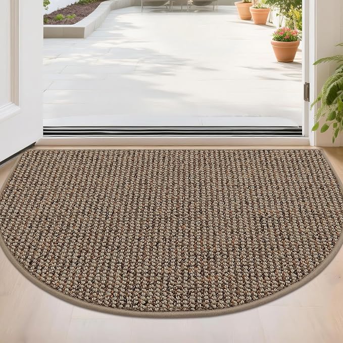BEQHAUSE Dirt Trapper Door Mat 24" x 36" Half Circle Non-Slip Washable Doormats