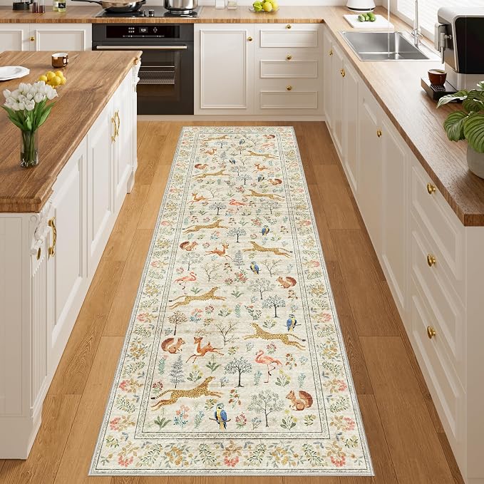 DUKINO 2.6x8 Rug for Hallway, Washable Kitchen Runner Rug