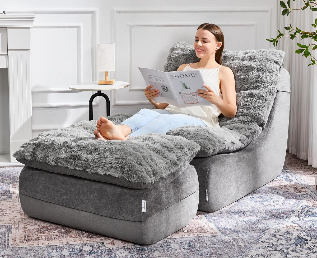 Hobestluk Small Couch Sofa Chaise Lounge Chair Recliner Chair with Footrest