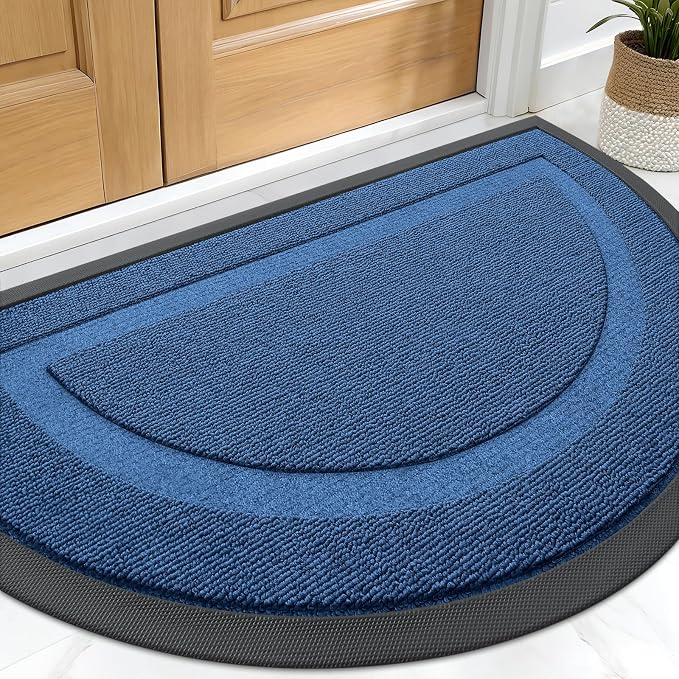 OLANLY Half Circle Door Mat Indoor Outdoor Entrance Welcome, Waterproof