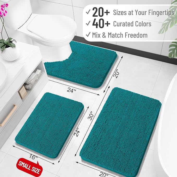 OLANLY Large Bathroom Rugs 45x27, Extra Soft Absorbent Chenille Bath Rugs