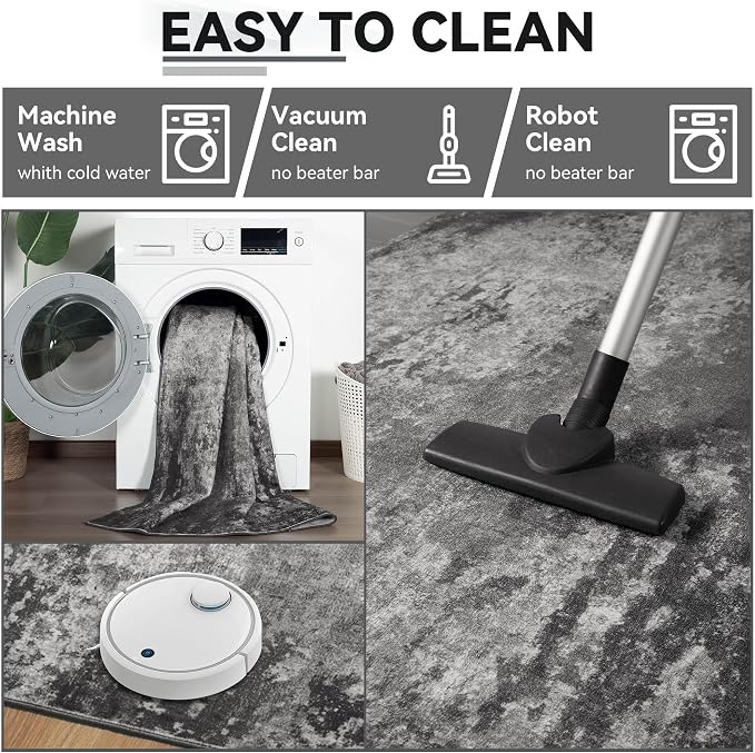 2.6x8 Black Rug Runners for Hallways Kitchen Runner Rug Non Slip Washable Black