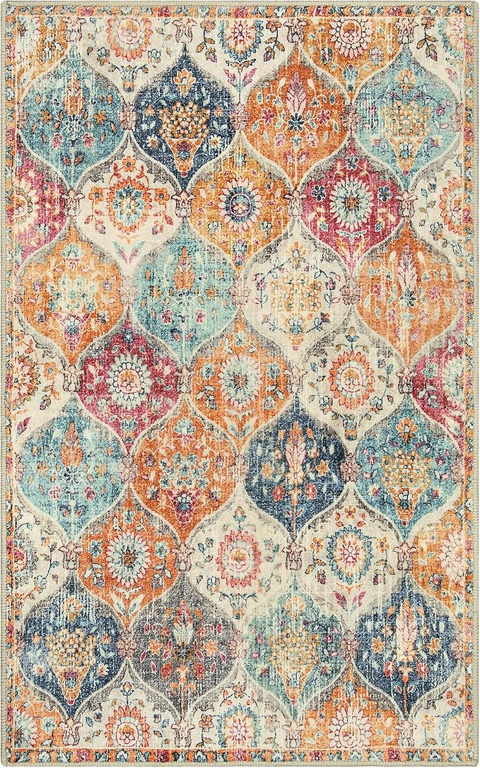 Lahome Moroccan 5x8 Area Rug, Ultra-Thin Washable Rugs