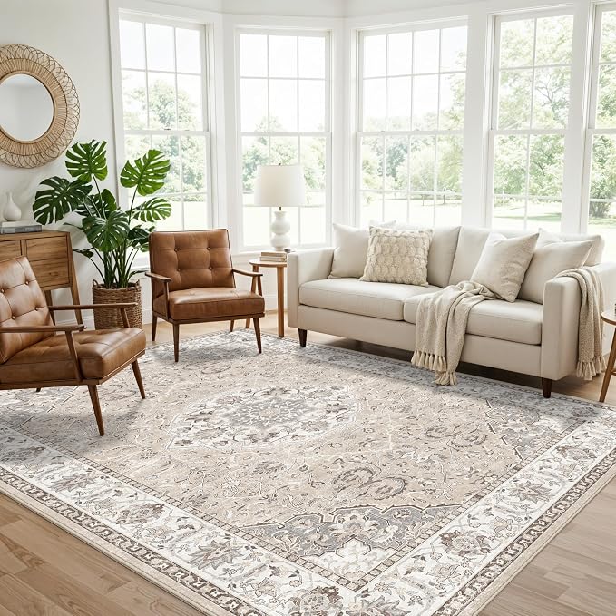 Living Room 6x9 Area Rugs: Farmhouse Washable Ultra Soft Carpet