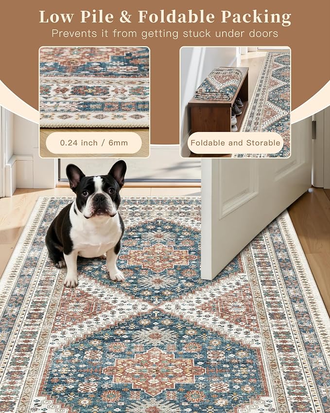 Madane Hallway Rug 3x10, Kitchen Rugs Washable Entryway Rug Vintage Kitchen