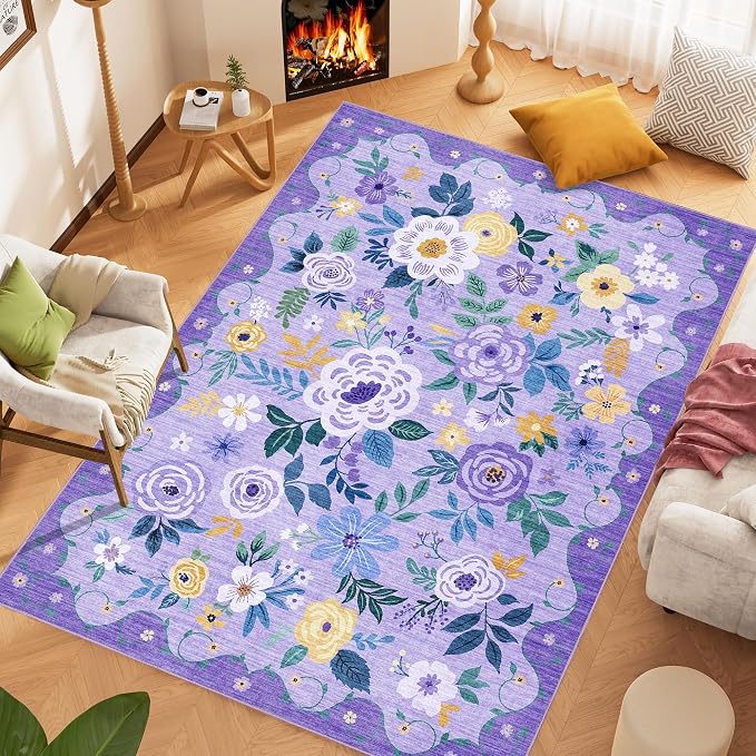 DUKINO 5x7 Area Rug, Floral Rugs