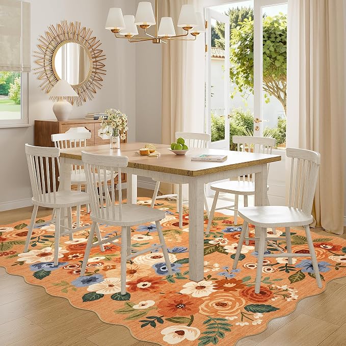 DUKINO 6x9 Area Rug, Floral Washable Rugs