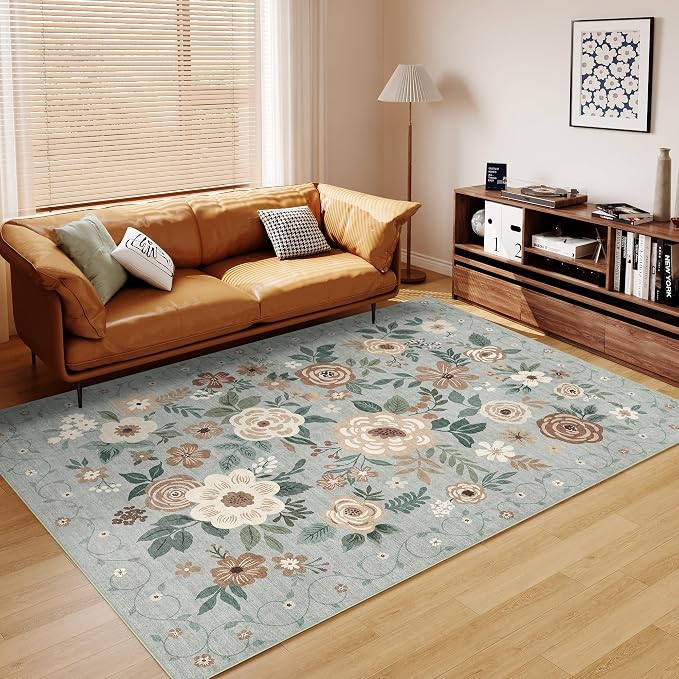DUKINO 6x9 Area Rug, Floral Rugs