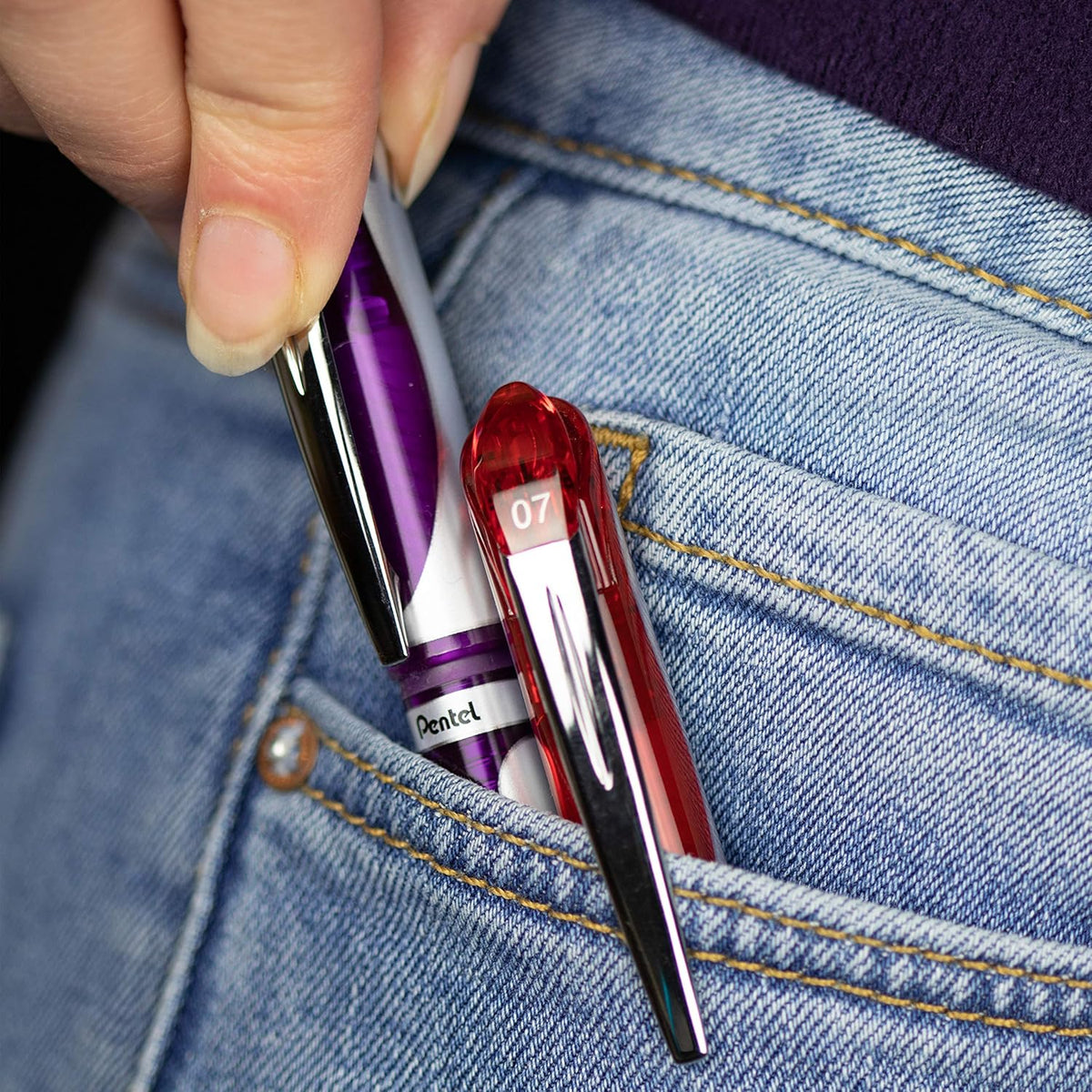 Pentel ENER-GEL Deluxe Liquid Gel Pen, Medium Line, Metal Tip, Violet Ink, Box of 12 (BL57-V)