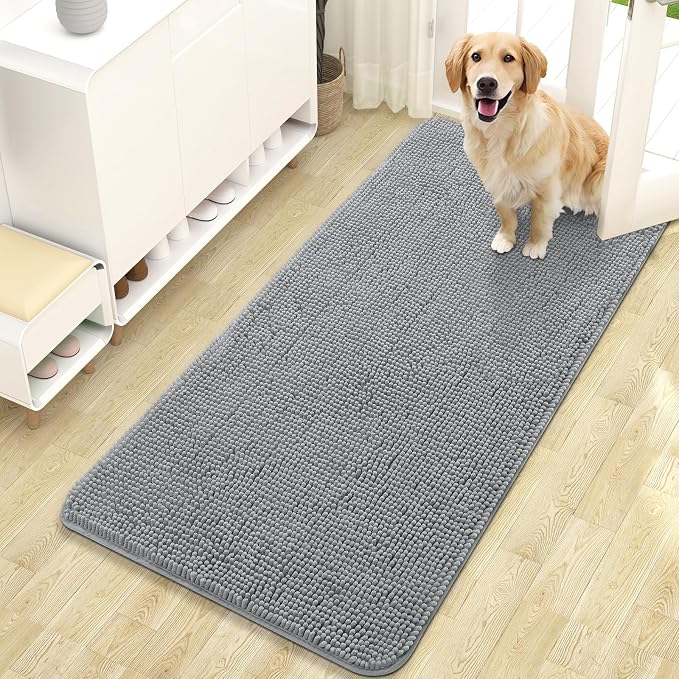 OLANLY Dog Door Mat for Muddy Paws 47x24, Absorbs Moisture and Dirt, Absorbent