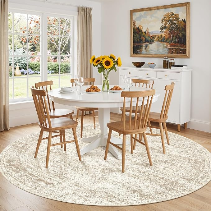 Round Rug 5ft, Washable Circle Rug