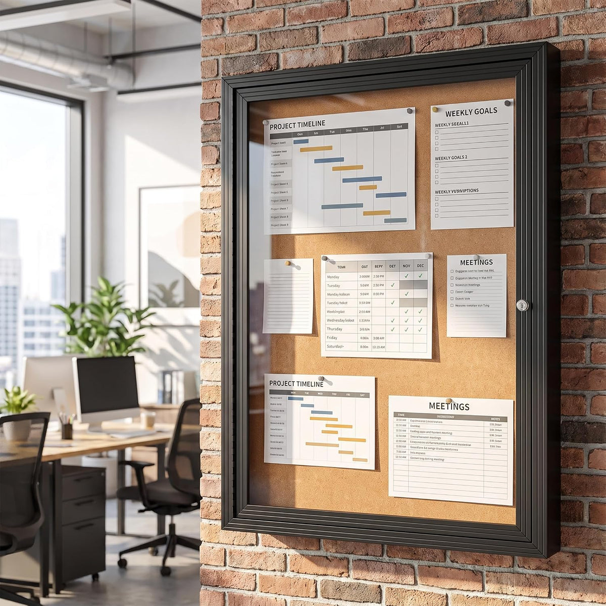 INNOVART Outdoor Enclosed Bulletin Board Weatherproof 36”x24”
