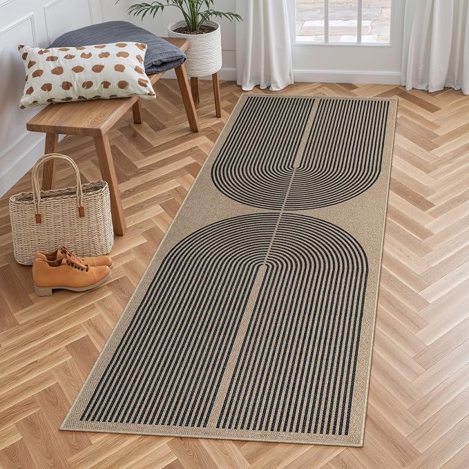Lahome Modern Rainbow Easy Jute Outdoor Runner Rug, 2x6 Runners
