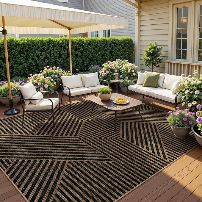 Lahome Modern Geometric Easy Jute Carpet, 6x9 Area Rugs