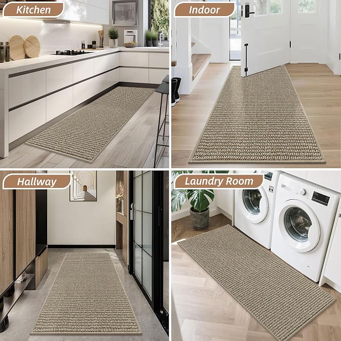 BEQHAUSE Dirt Trapper Door Mat 24" x 60", Non-Slip Washable Doormats Entrance