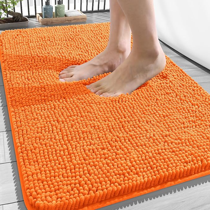 OLANLY Bathroom Rugs 34x21, Extra Soft Absorbent Chenille Bath Rugs, Rubber