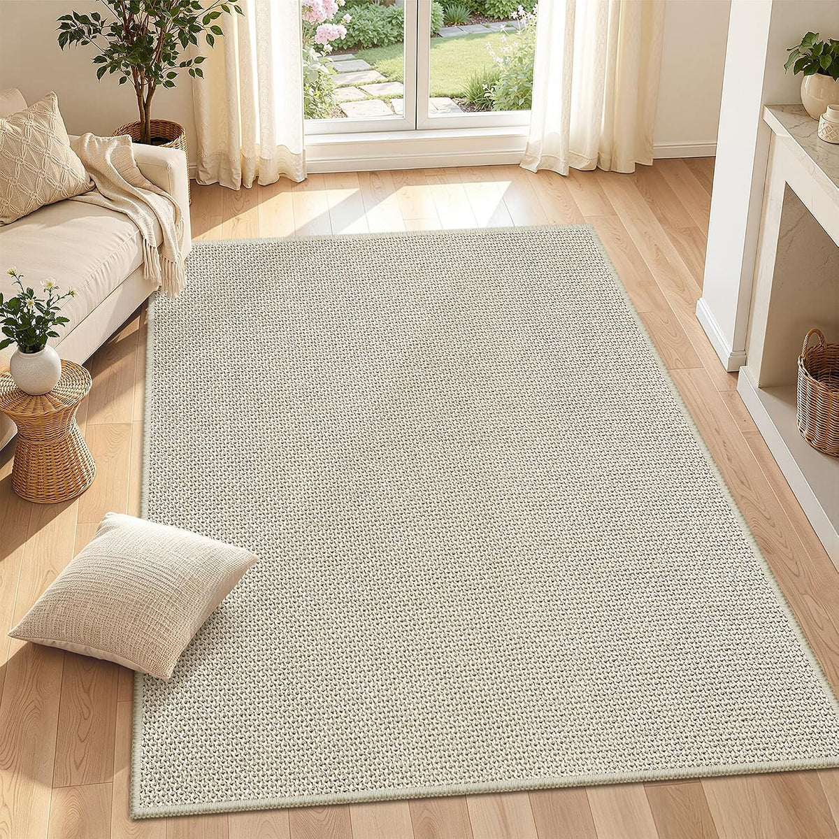 Soalmost 3x5 Washable Rug, Beige Non Slip Area Rugs for Entryway