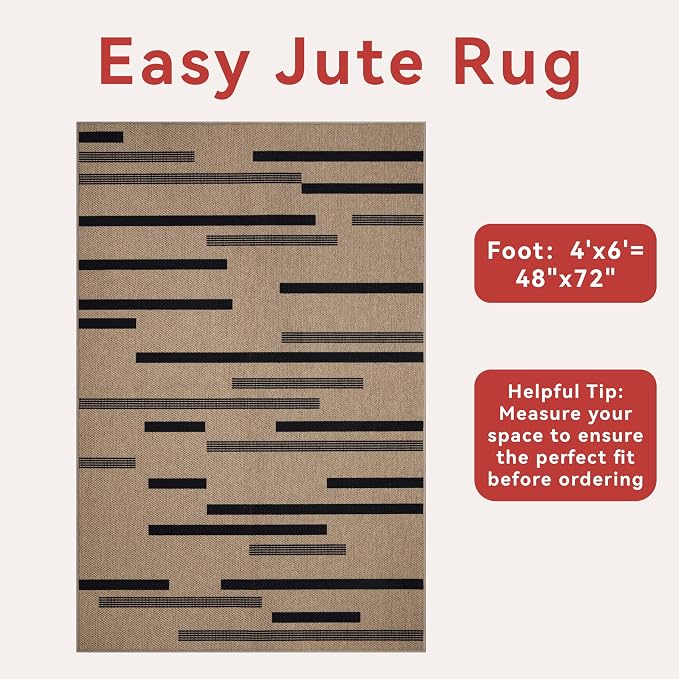 Tangsoo Washable Stripe Easy Jute Rug 4x6