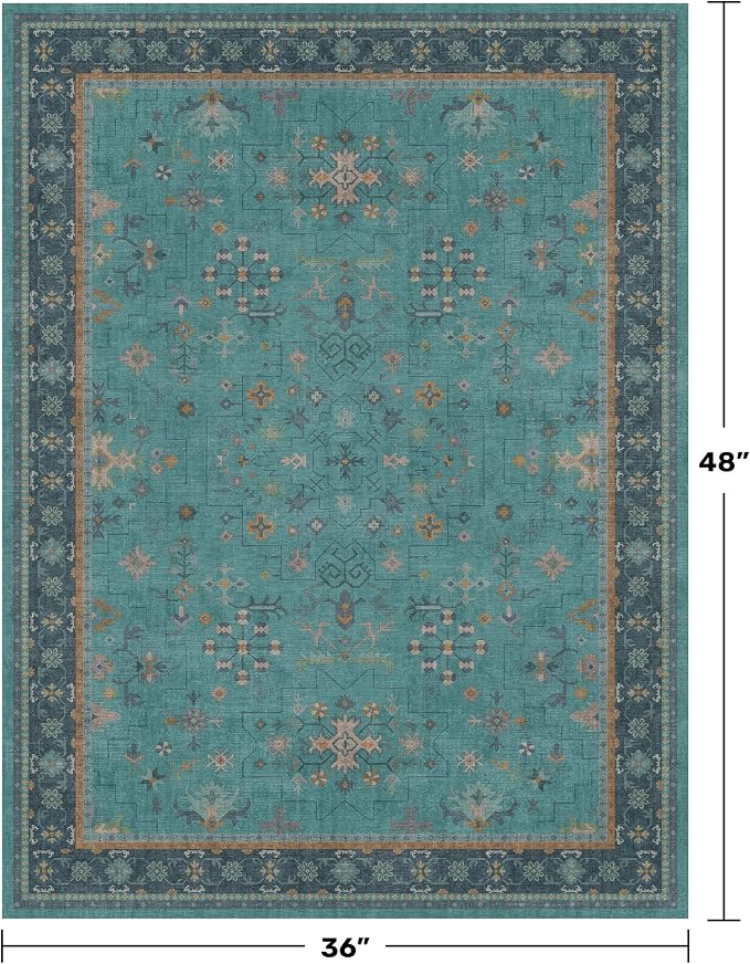 3x4 Teal Rugs for Entryway Indoor