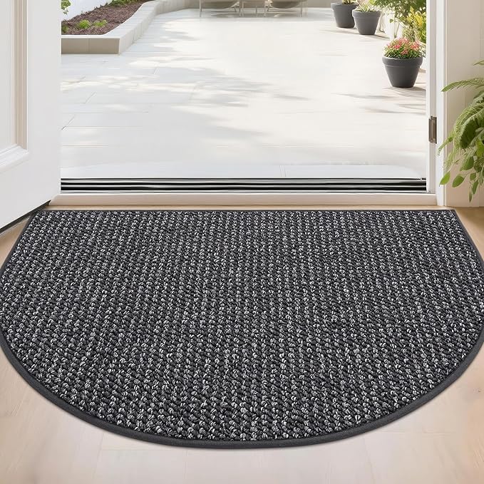 BEQHAUSE Dirt Trapper Door Mat 24" x 36" Half Circle Non-Slip Washable Doormats