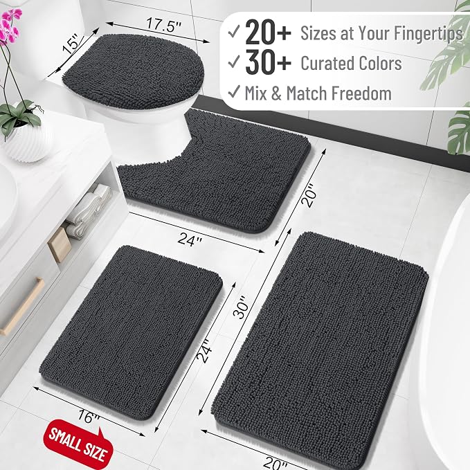 OLANLY Bathroom Rugs 34x21, Extra Soft Absorbent Chenille Bath Rugs, Rubber