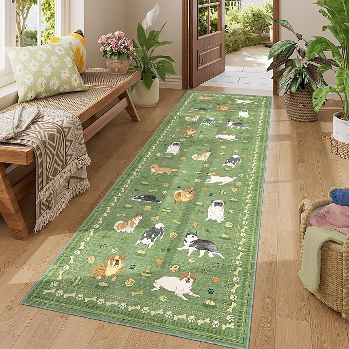 DUKINO 2x6 Washable Runner Rug for Hallway, Non Slip Animal Dog Kitchen Rug