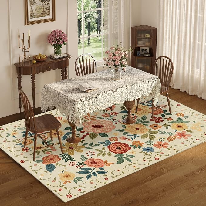 DUKINO 6x9 Area Rug, Floral Rugs