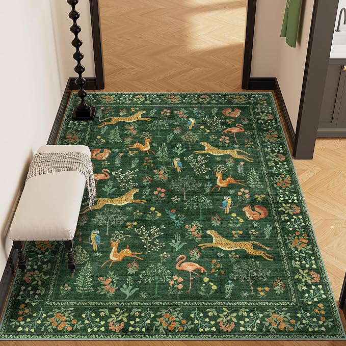 DUKINO 4x6 Rug, Washable Animal Area Rug