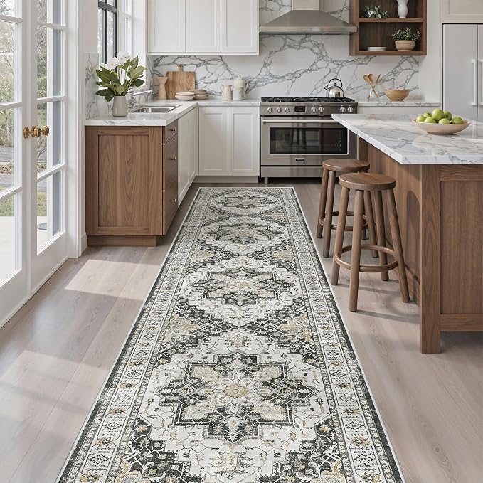 Madane Hallway Runner Rug 2'6''x12' Kitchen Runner, Non Slip Vintage Runners