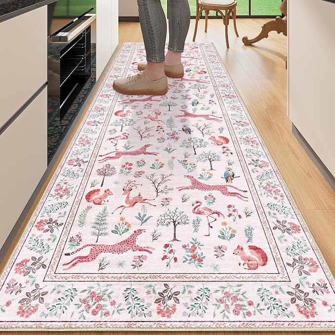 DUKINO 2.6x8 Rug for Hallway, Washable Kitchen Runner Rug