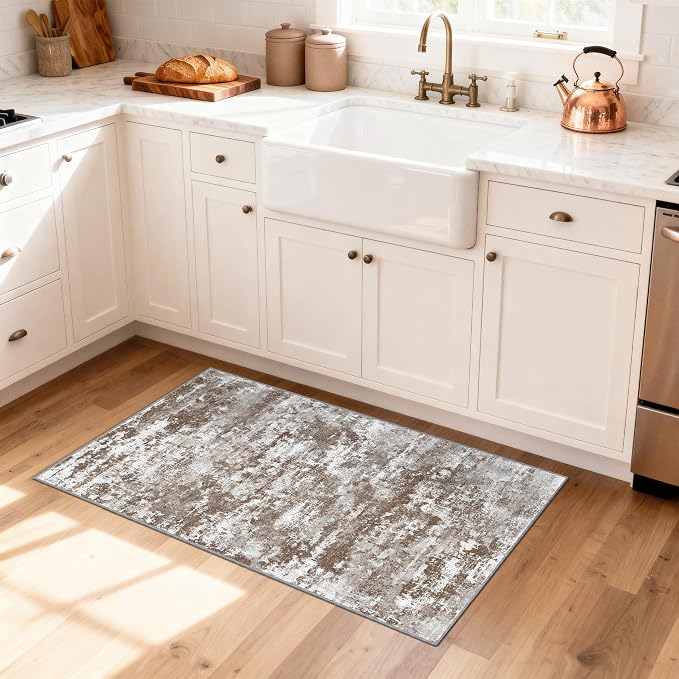 Runners for Hallways Ultra Non-Slip 2x4 Washable Kitchen Rug Abstract Tear and