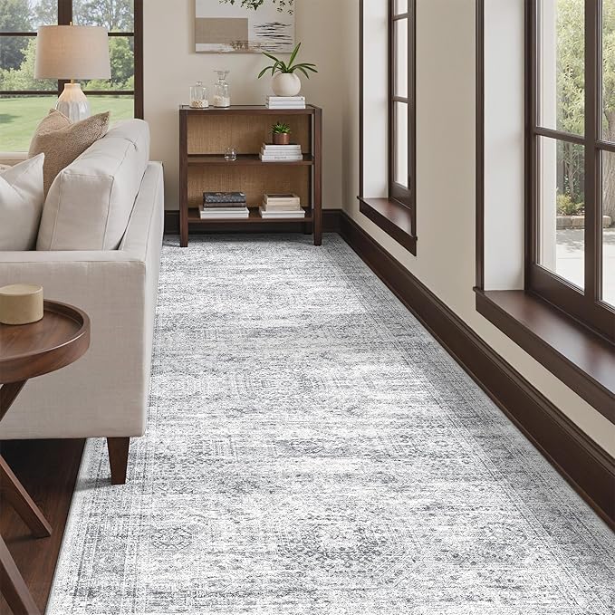 4x12 Runner Rug for Hallway, Low-Pile Wide Runner for Entryway, Long Washable