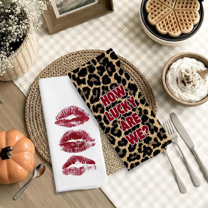 Trendy Red Cheetah Print Hand Towels