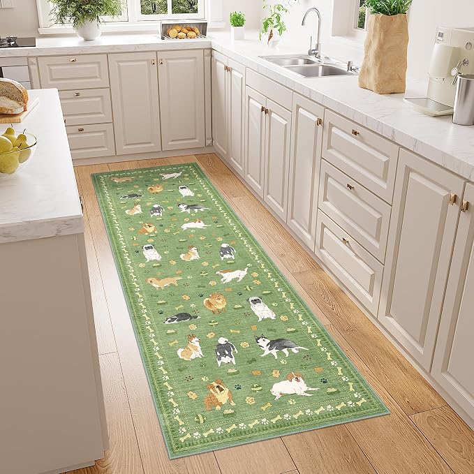 DUKINO 2x6 Washable Runner Rug for Hallway, Non Slip Animal Dog Kitchen Rug