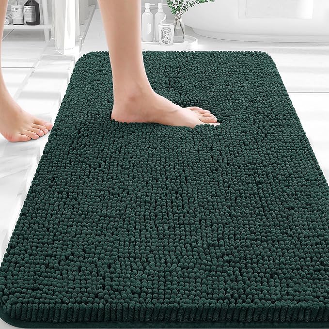 OLANLY Bathroom Rugs 35x24, Extra Soft Absorbent Chenille Bath Rugs, Rubber