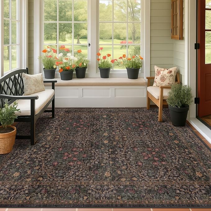 Dark Brown Washable 5x7 Area Rugs