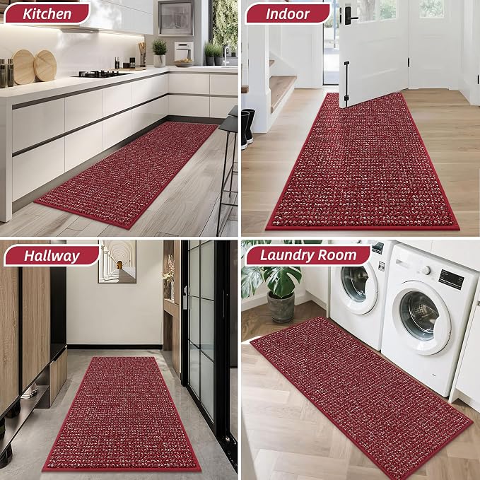 BEQHAUSE Dirt Trapper Door Mat 24" x 60", Non-Slip Washable Doormats Entrance