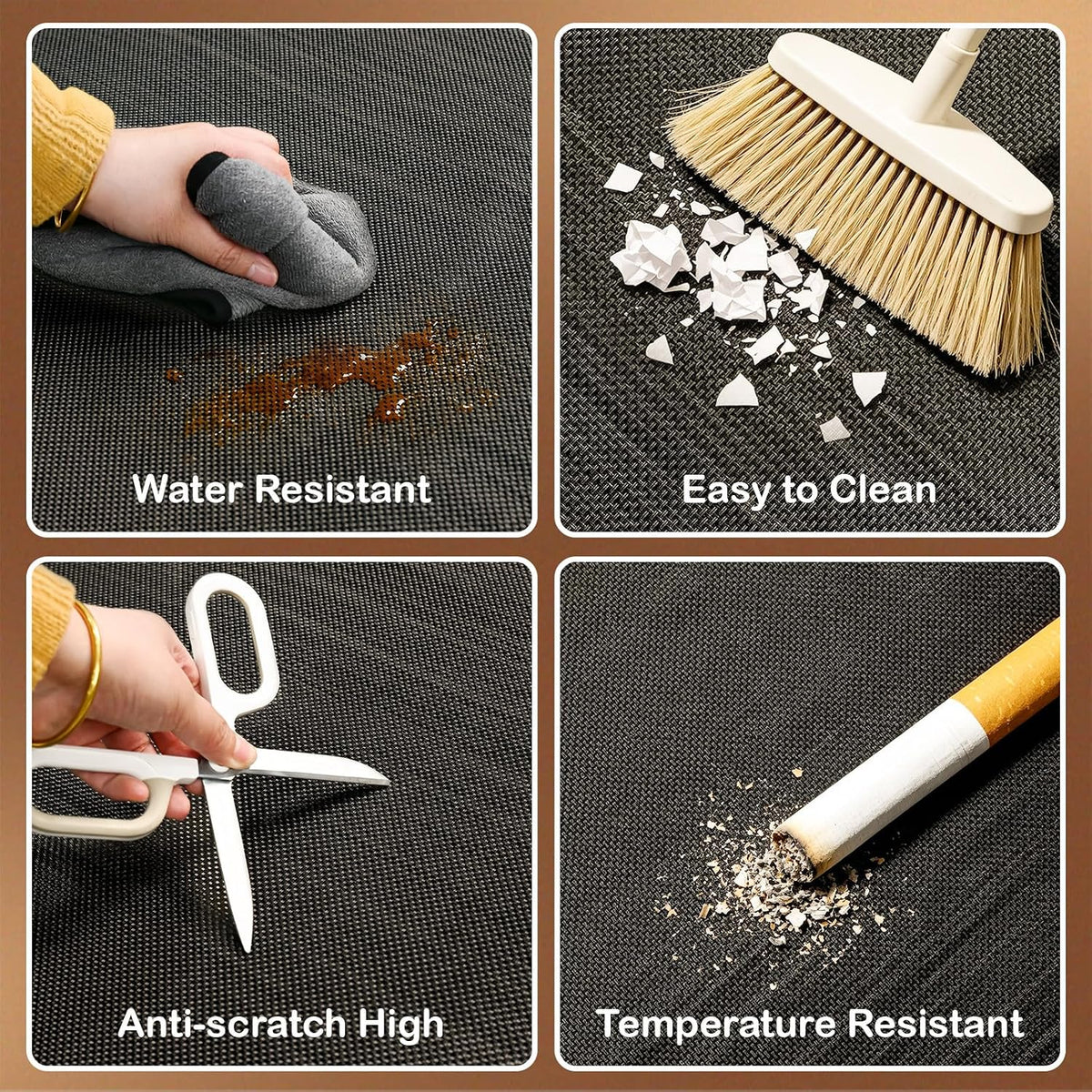Office Chair Mat for Hardwood Floor, 36" x 48" Non-Slip Office Chair Mat for Rolling Chair, Heavy Duty Textilene Floor Protector for Hardwood Tile, Desk Computer Chair Mat for Home Office, Black
