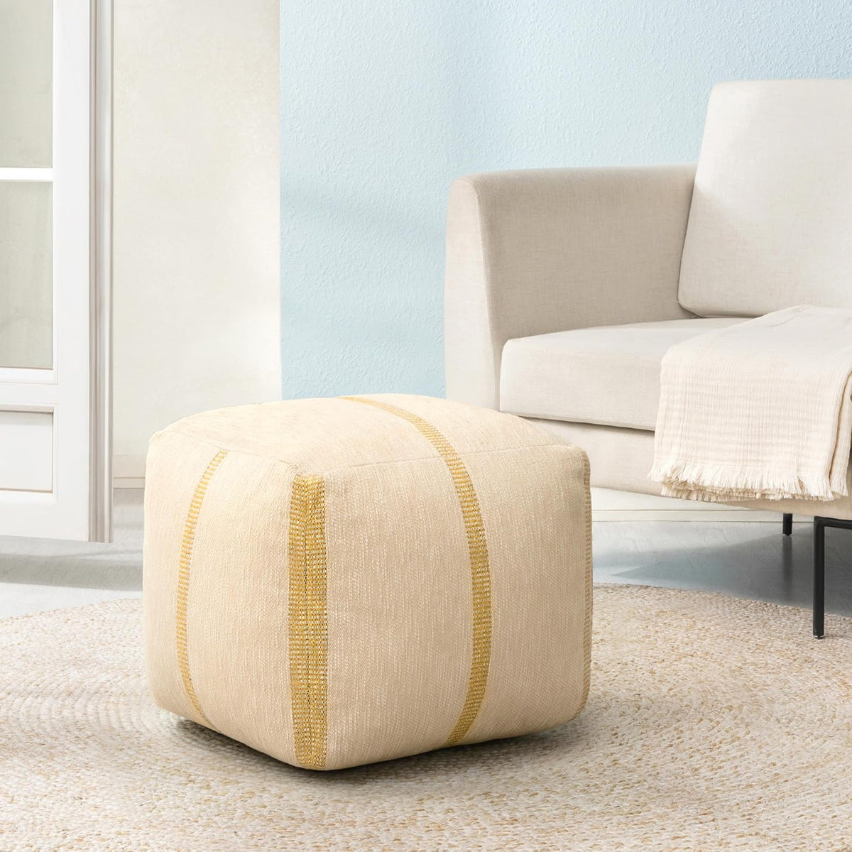 Anji Mountain 20" H x 20" W Handmade Pouf Ottoman for Living Room & Couch