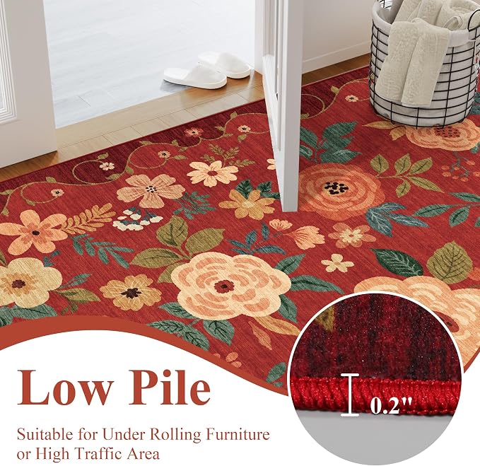 DUKINO 3x5 Area Rug, Floral Rugs