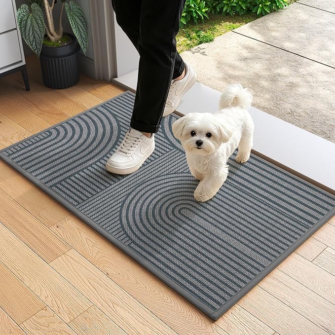 Front Door Mat 17''x30'', Absorbent Dirt Resist Washable Non Slip Low-Profile