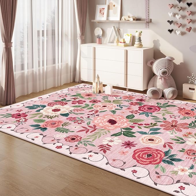 DUKINO 4x6 Area Rug, Floral Rugs