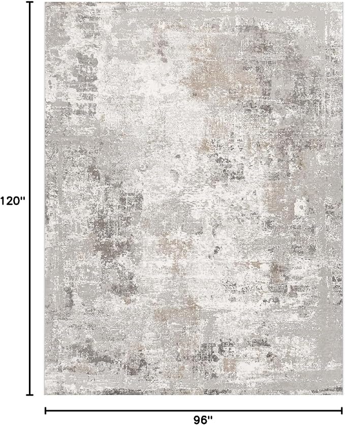 8x10 Washable Living Room Rug – Modern Neutral Abstract Soft Large Area Rug