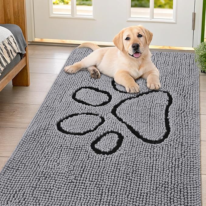 Smiry Dog Door Mat for Muddy Paws, Absorbent Dirt Trapper Non Slip Quick Dry