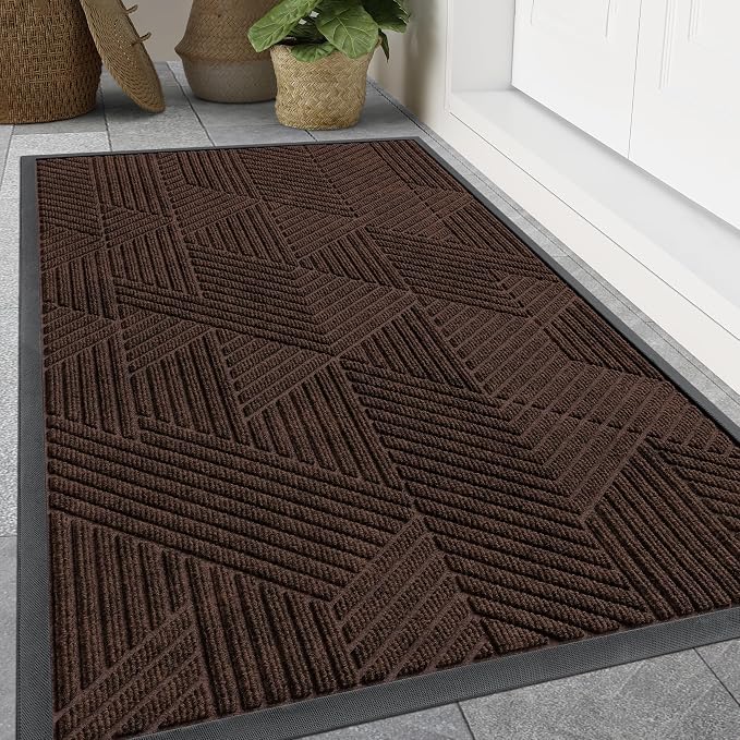 Smiry Front Door Mat Outside Entrance, Heavy Duty Sturdy Natural Rubber Doormat