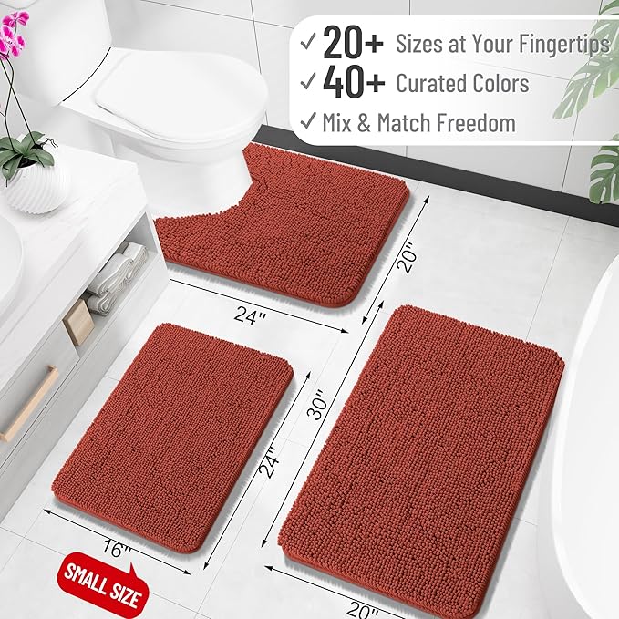 OLANLY Large Bathroom Rugs 47x32, Soft Absorbent Chenille Bath Rugs, Rubber