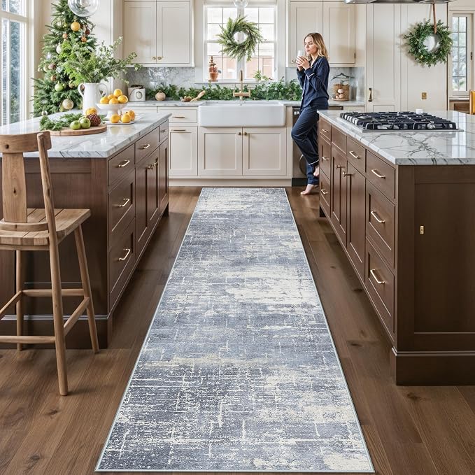 Washable 12ft Hallway Runner Rug: Non-Slip 2'6x12 Kitchen Rugs Low-Pile