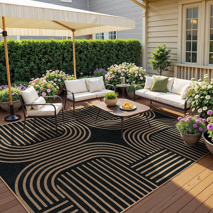 Lahome Enfys Modern Geometric Easy Jute Rug, 6x9 Area Rugs